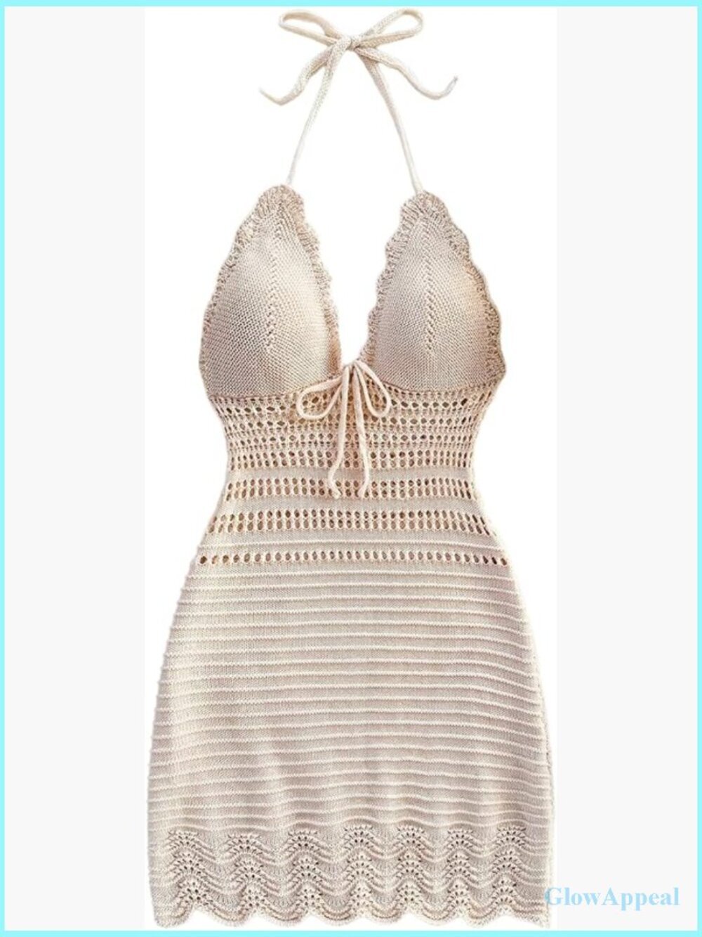 Crochet Halter Mini Dress Backless Bodycon Summer Beach Sundress